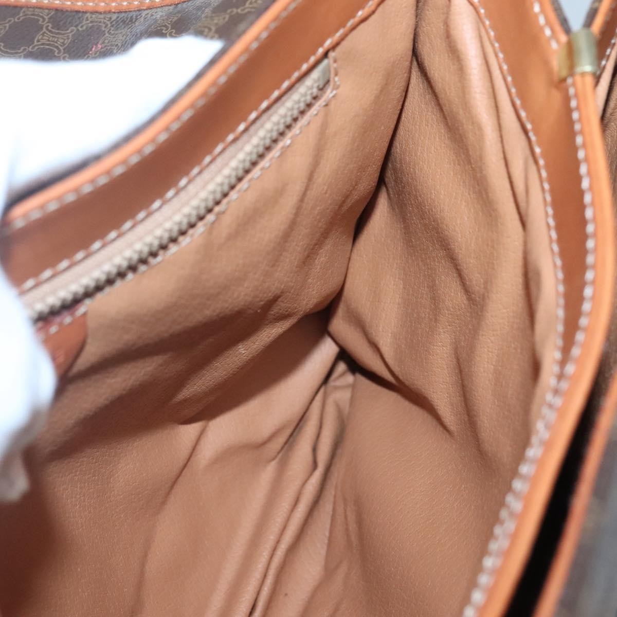 Celine Macadam Handbag Macadam with leather, BROWN, CANVAS, Handbag