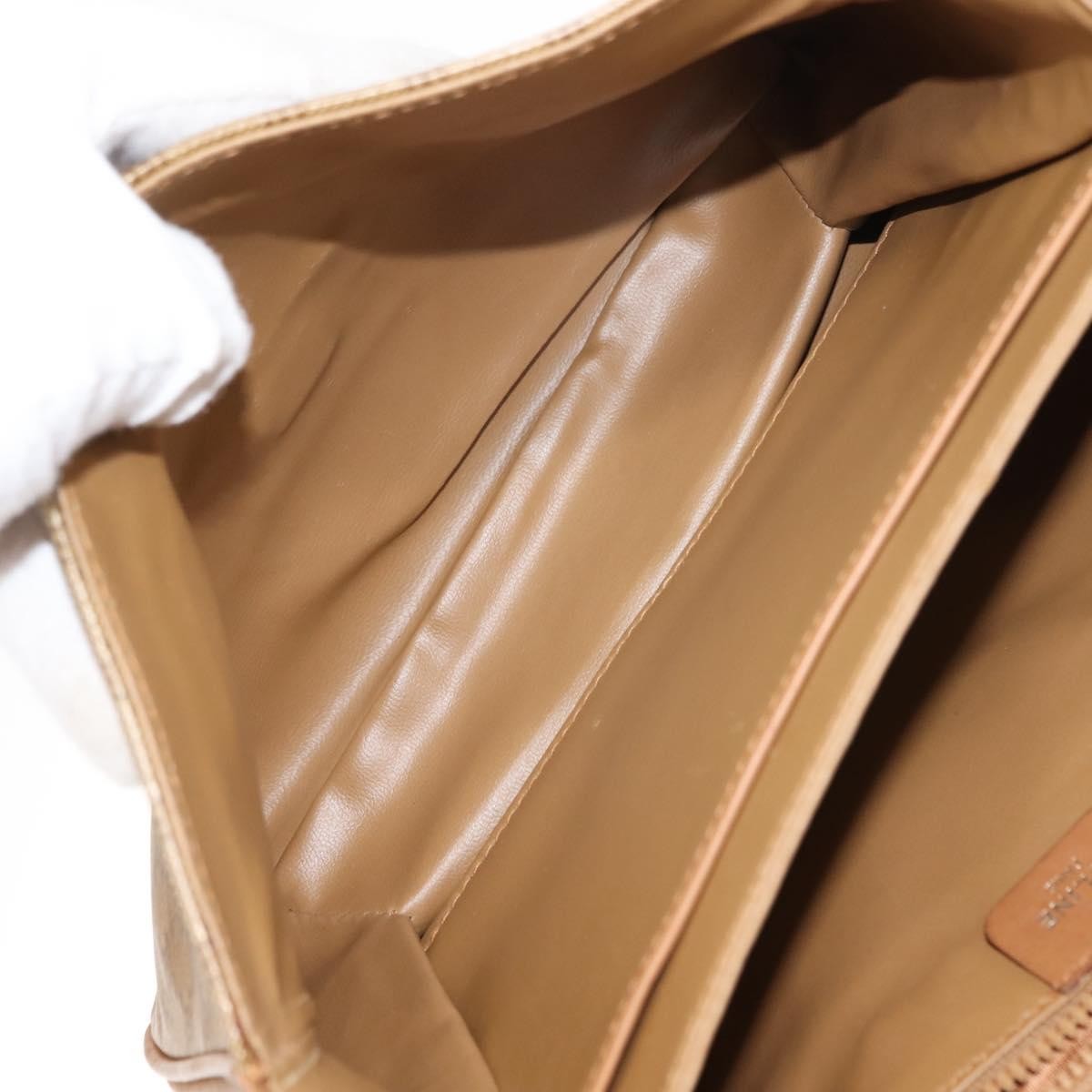 Celine Vintage Macadam Shoulder Bag Canvas and Leather, BEIGE, CANVAS, Shoulder bag