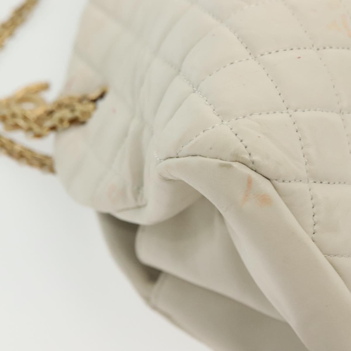 Chanel Just Mademoiselle Bag Quilted Leather, WHITE, LEATHER, Shoulder bag