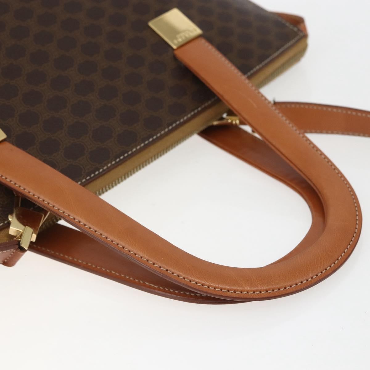 Celine Vintage Macadam Handbag Canvas and Leather, BROWN, CANVAS, Handbag