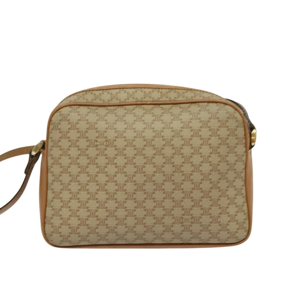 Celine Macadam Shoulder Bag PVC Leather, BEIGE, CANVAS, Shoulder bag