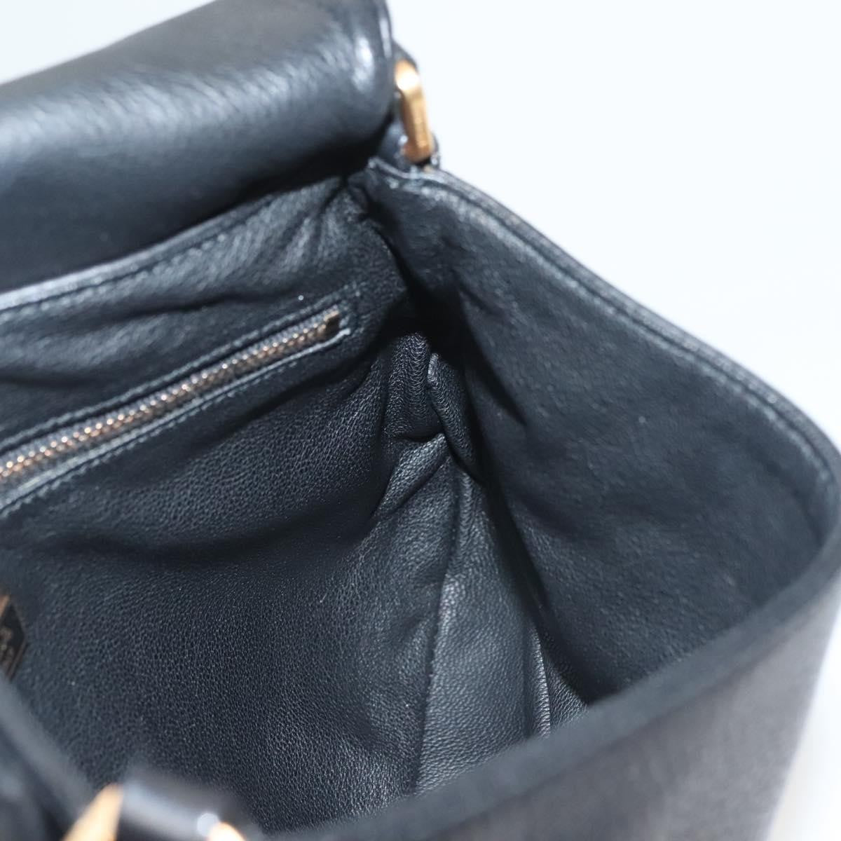 Prada Vintage Chain Flap Shoulder Bag Leather, BLACK, LEATHER, Shoulder bag