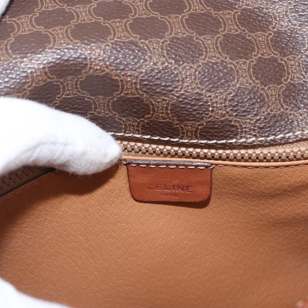 Celine Vintage Macadam Shoulder Bag Canvas, BROWN, CANVAS, Shoulder bag