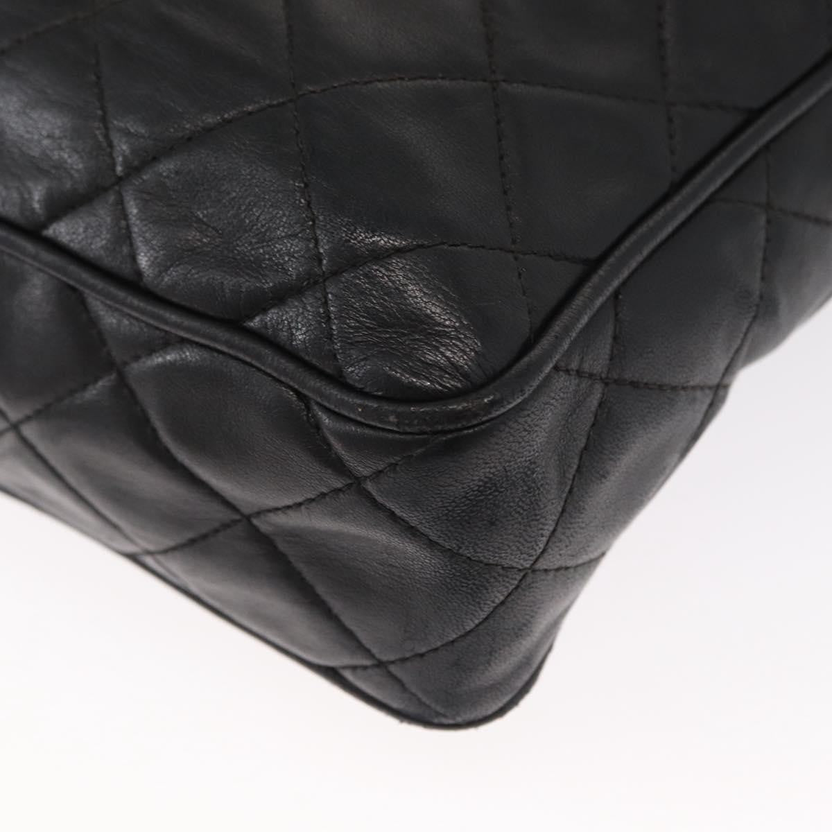 Chanel CC Chain & Tassel Front Pocket Camera Bag Quilted Lambskin, BLACK, LEATHER, Shoulder bag
