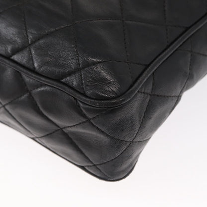 Chanel CC Chain & Tassel Front Pocket Camera Bag Quilted Lambskin, BLACK, LEATHER, Shoulder bag