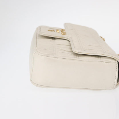 Prada Chain Flap Shoulder Bag Nappa Gaufre, WHITE, LEATHER, Shoulder bag