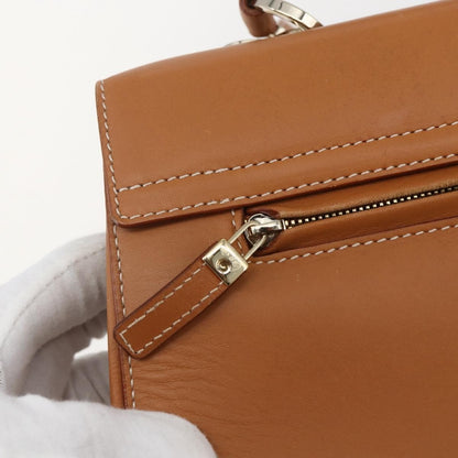 Salvatore Ferragamo Gancini handbag Leather, BROWN, LEATHER, Handbag