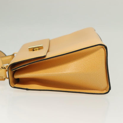 Celine Vintage Convertible Turnlock Top Handle Bag Leather, YELLOW, LEATHER, Handbag