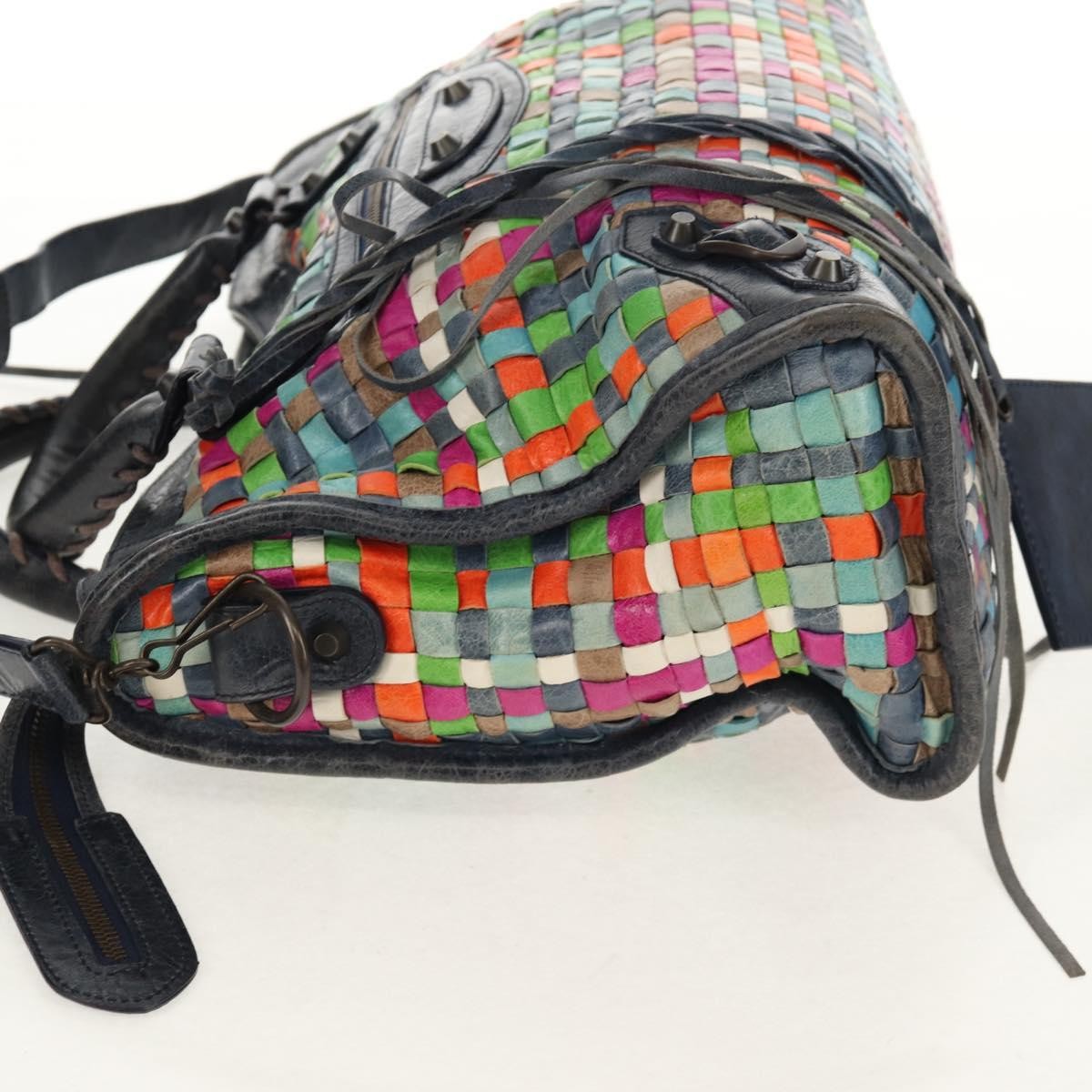 Balenciaga City Classic Studs Bag Woven Crocodile Embossed Leather, MULTICOLOUR, LEATHER, Handbag