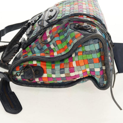 Balenciaga City Classic Studs Bag Woven Crocodile Embossed Leather, MULTICOLOUR, LEATHER, Handbag