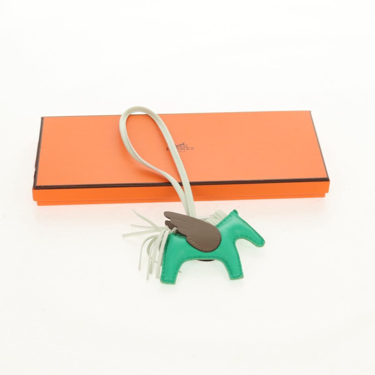 Hermes Pegase Rodeo Bag Charm Leather, GREEN, LEATHER, Charms and Keychains