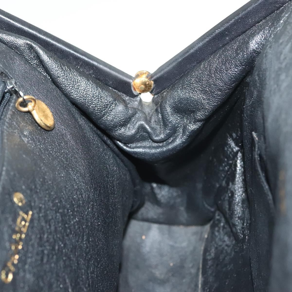 Chanel Vintage Chain Frame Bag Quilted Lambskin, BLACK, LEATHER, Shoulder bag