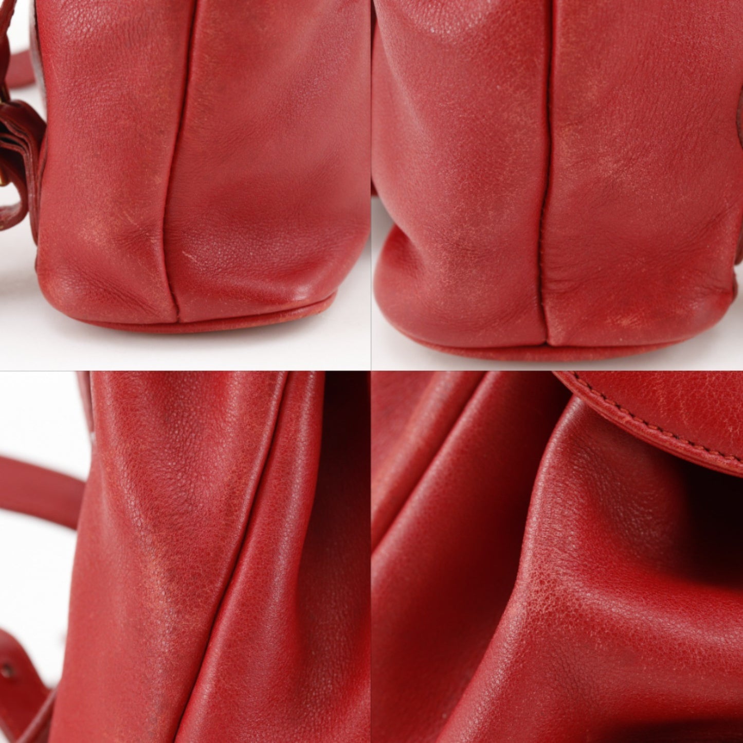 Gucci Vintage Bamboo Backpack Leather, Red, Leather, Backpack
