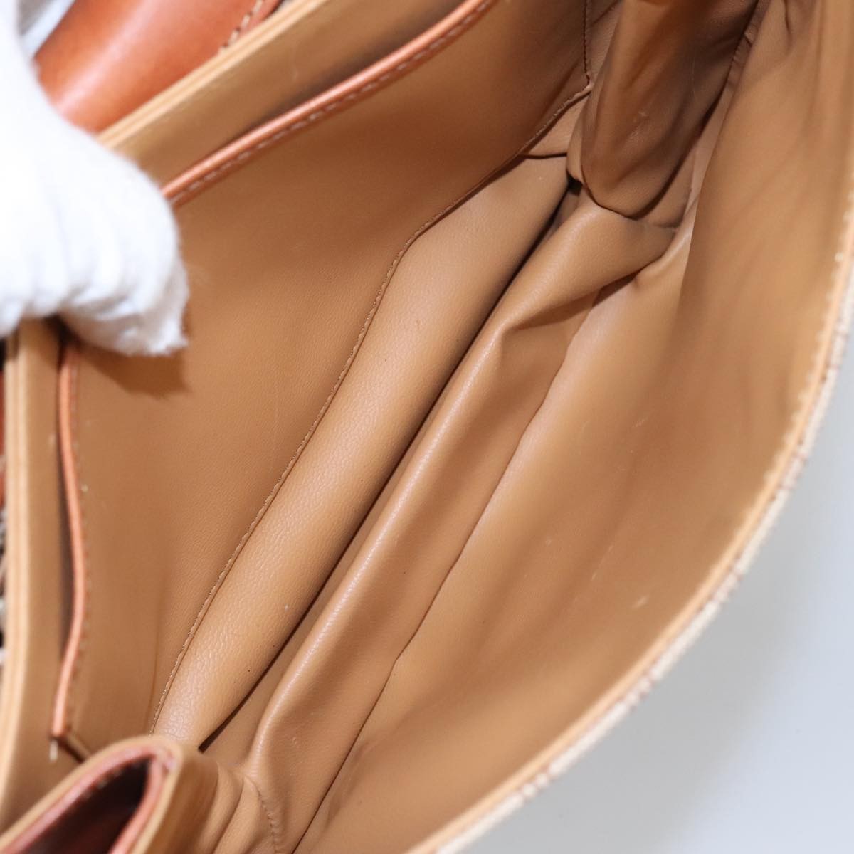 Celine Macadam Shoulder Bag Canvas, BEIGE, CANVAS, Shoulder bag