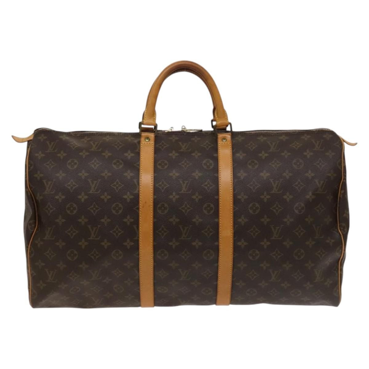 Louis Vuitton Keepall Bag Monogram Canvas, BROWN, CANVAS, Travel bag