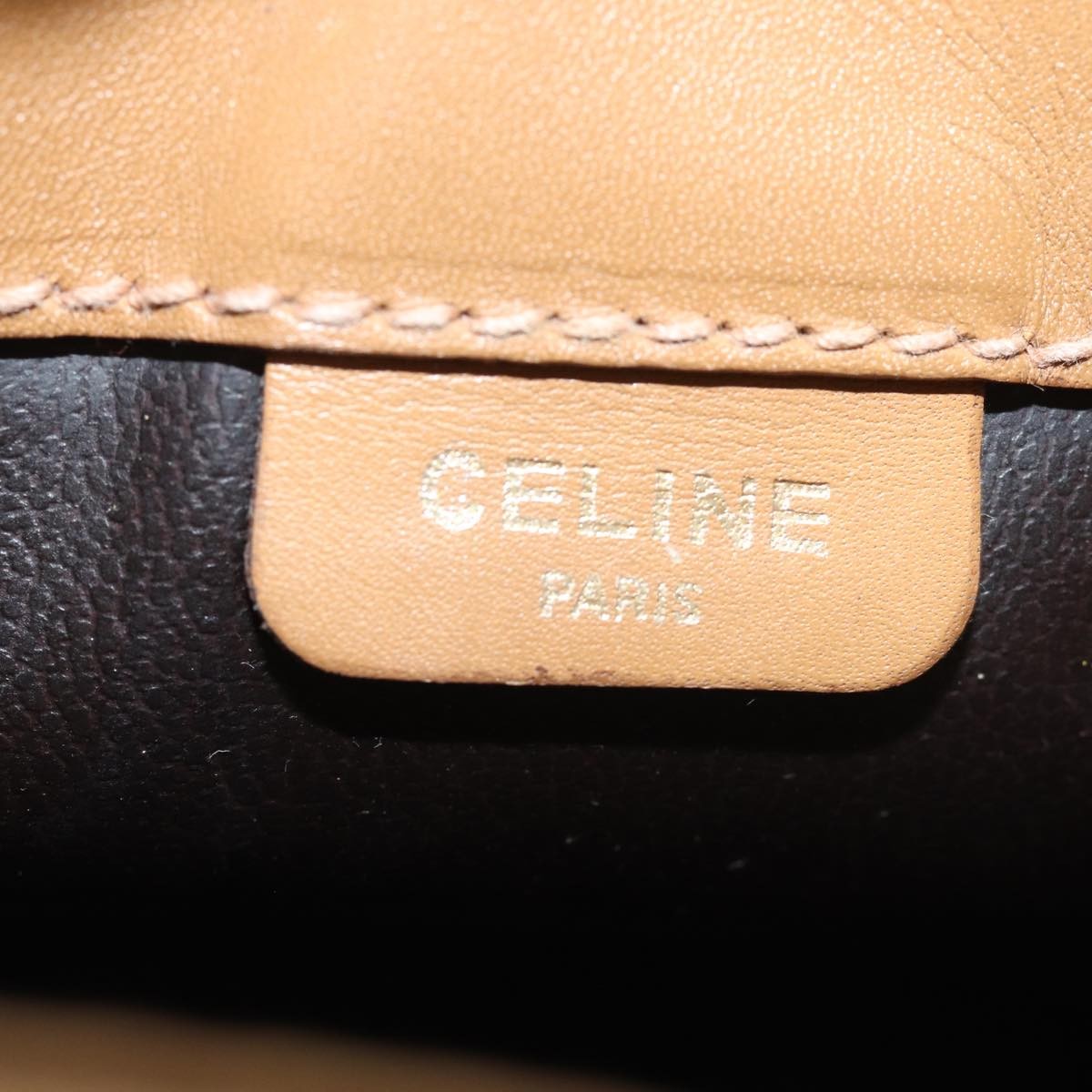 Celine Vintage Macadam Shoulder Bag Canvas and Leather, Beige, Canvas, Shoulder Bag
