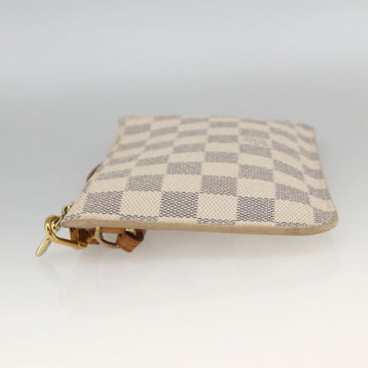 Louis Vuitton Neverfull Pochette Damier, WHITE, CANVAS, Clutche & pouche