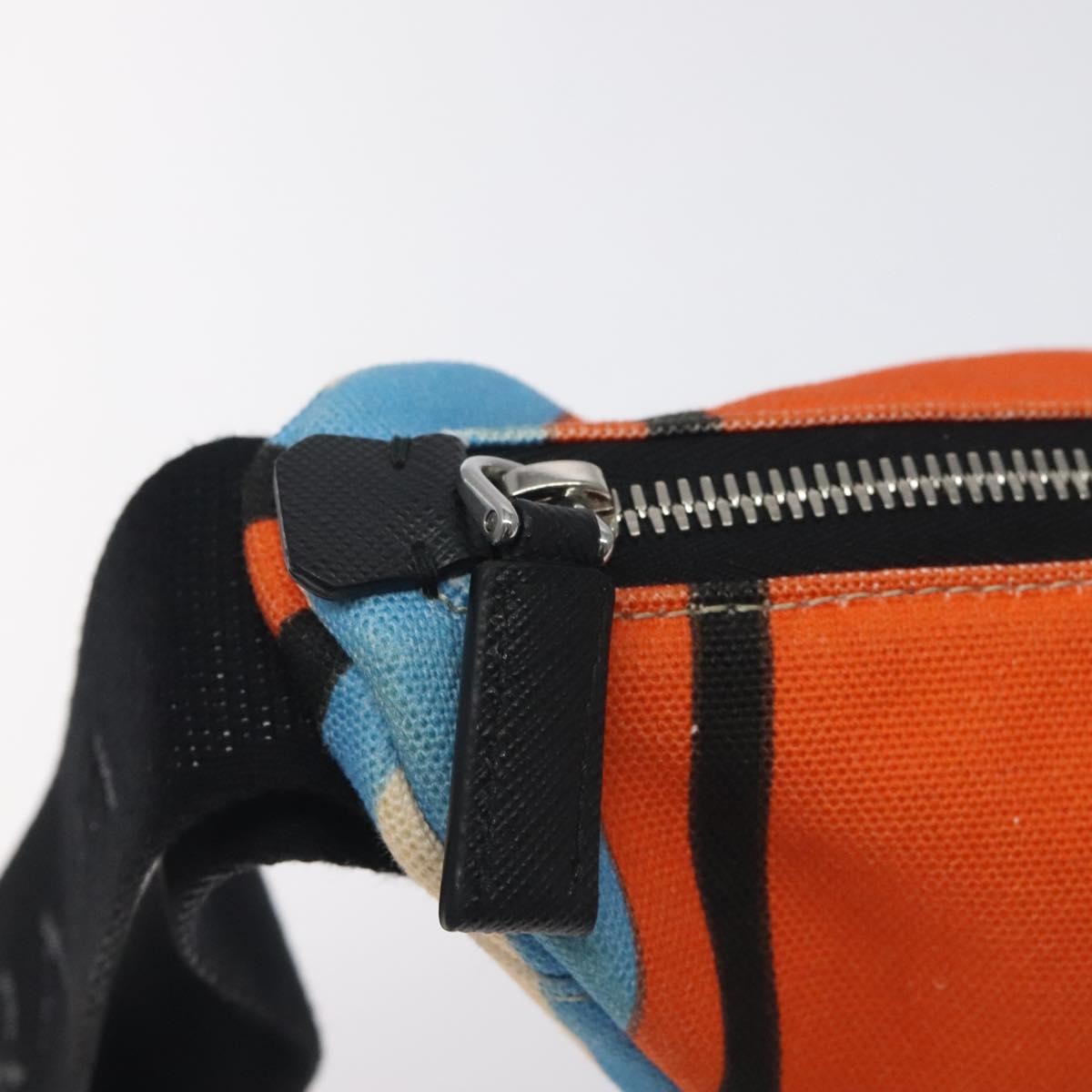 Prada Triangle Logo Wristlet Pouch Canvas, ORANGE, CANVAS, Clutche & pouche