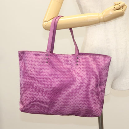 Bottega Veneta Intrecciolusion Tote Printed Nylon, PURPLE, NYLON, Tote bag