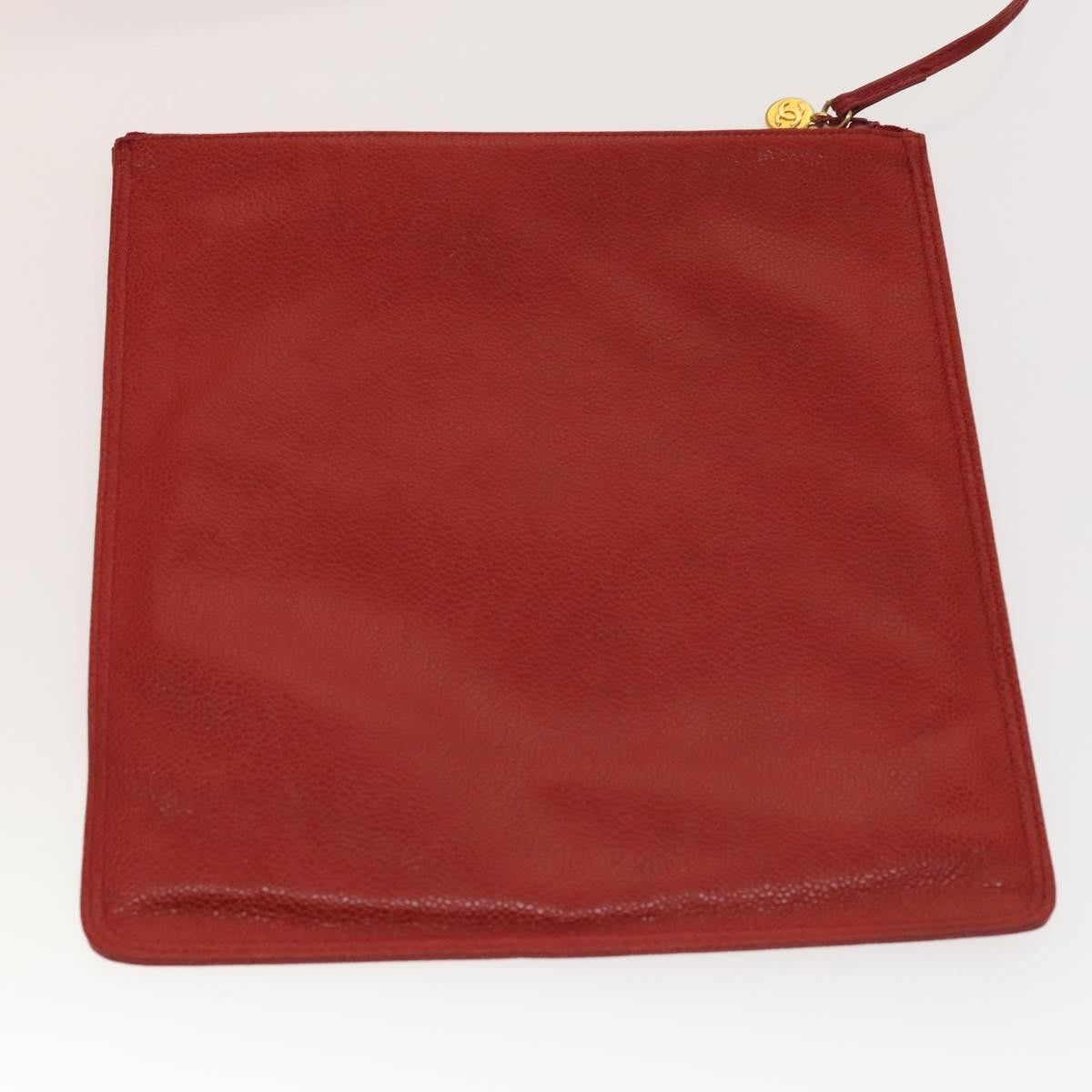 Chanel Triple CC Chain Shoulder Bag Caviar Leather, RED, LEATHER, Shoulder bag