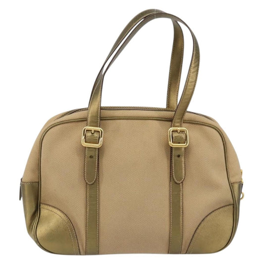 Prada Bowler Bag Canvas with Leather, BEIGE, CANVAS, Handbag