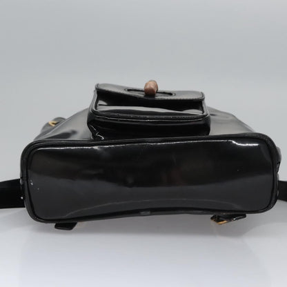 Gucci Vintage Bamboo Backpack Patent, BLACK, PATENT_LEATHER, Backpack
