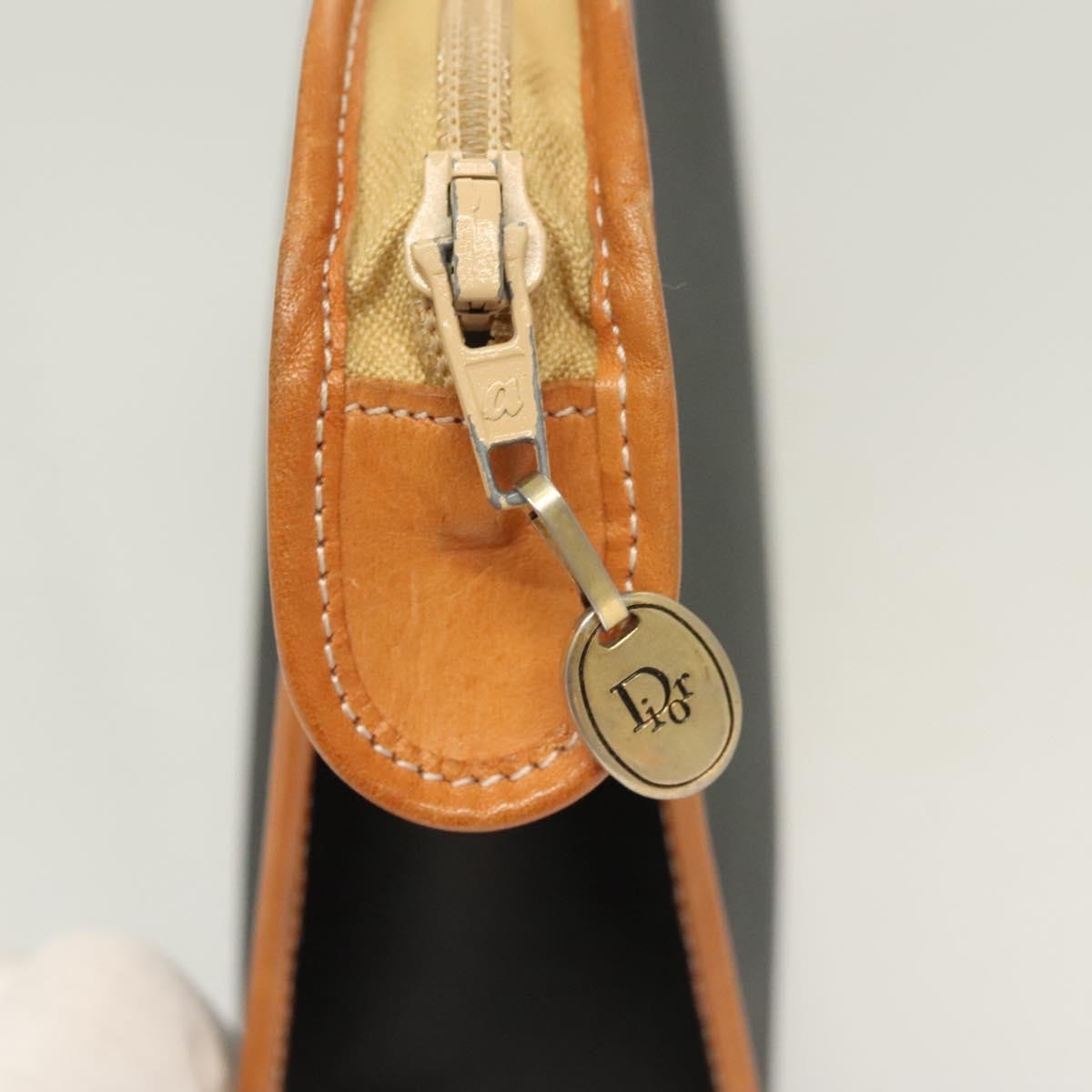 Christian Dior Vintage Zip Pochette Canvas and leather, BLACK, PVC, Clutche & pouche