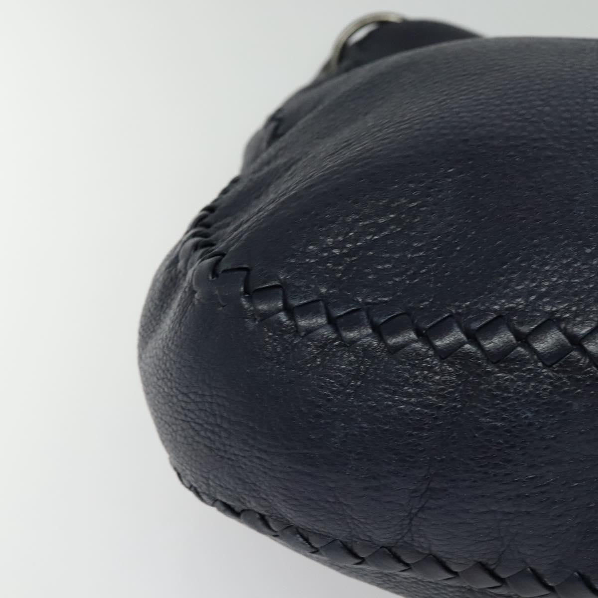 Bottega Veneta Open Hobo Cervo with Intrecciato Detail, NAVY, LEATHER, Shoulder bag