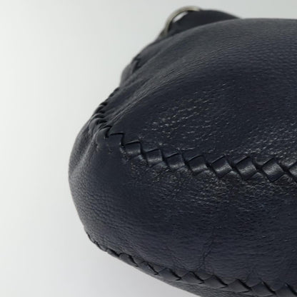 Bottega Veneta Open Hobo Cervo with Intrecciato Detail, NAVY, LEATHER, Shoulder bag