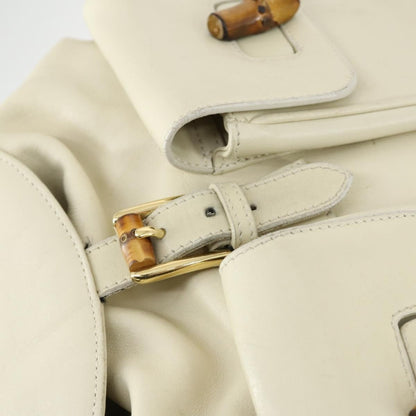Gucci Vintage Bamboo Backpack Leather, BEIGE, LEATHER, Backpack