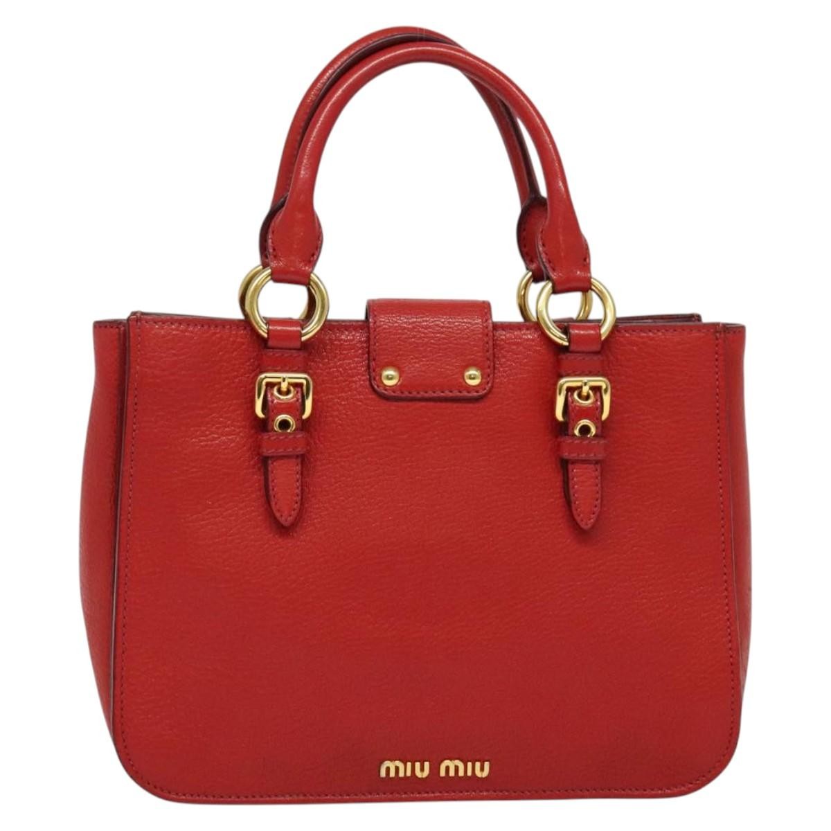 Miu Miu Madras Convertible Lock Tote Leather, RED, LEATHER, Handbag