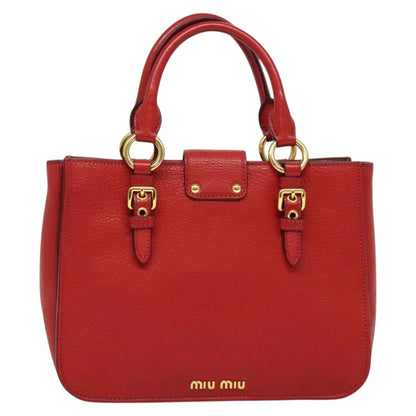 Miu Miu Madras Convertible Lock Tote Leather, RED, LEATHER, Handbag