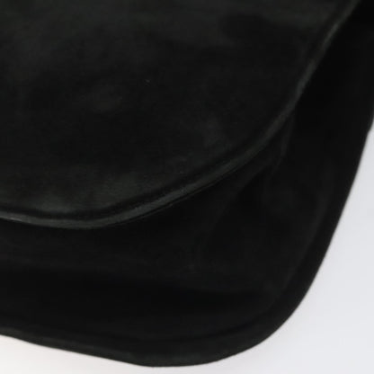 Salvatore Ferragamo Gancini Shoulder Bag Suede, BLACK, SUEDE, Shoulder bag