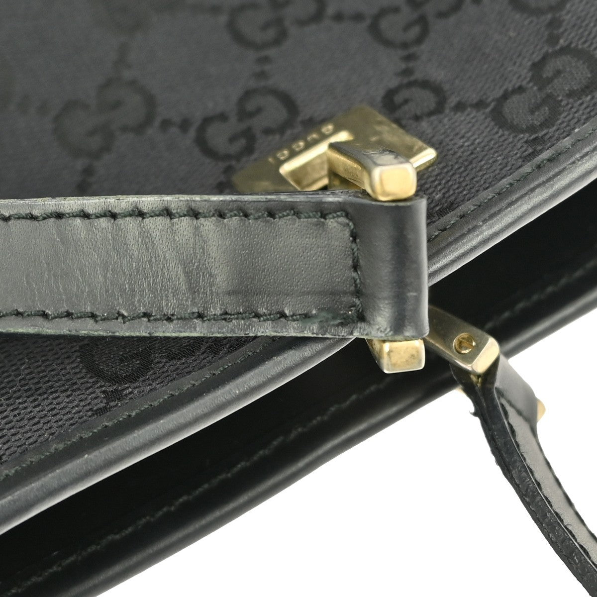 Gucci Vintage Bucket Shopping Tote GG Canvas, BLACK, CANVAS, Tote bag