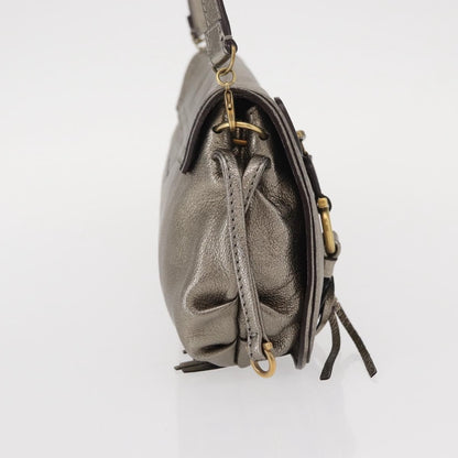 Salvatore Ferragamo Gancini Shoulder Bag Leather, SILVER, LEATHER, Shoulder bag