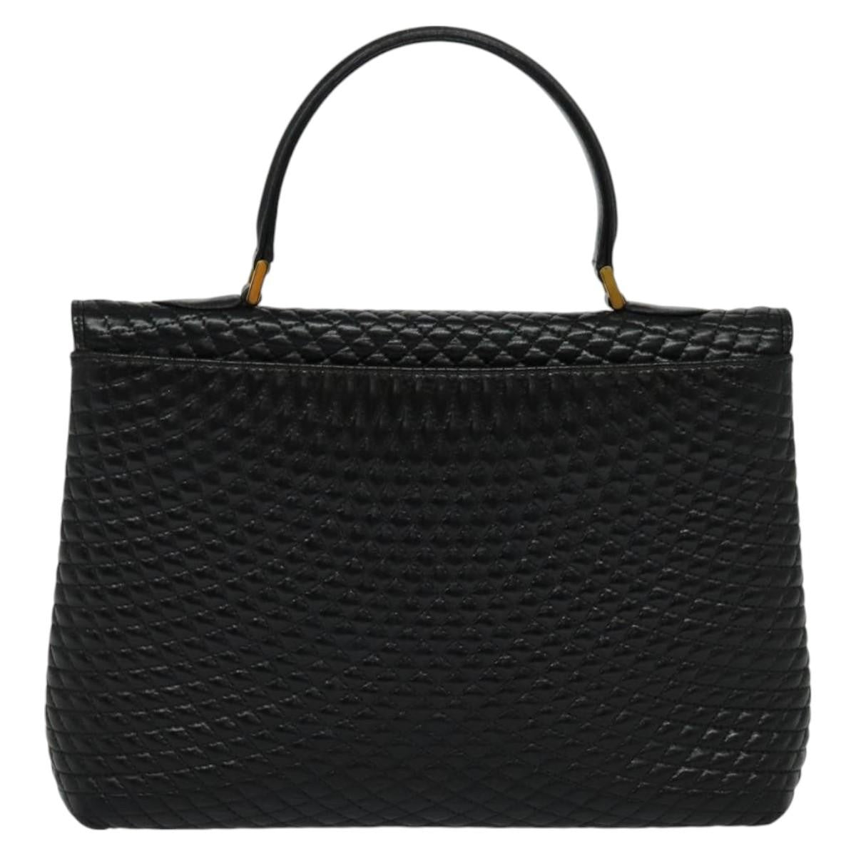 Bally Vintage Handbag Quilted Leather, BLACK, LEATHER, Handbag