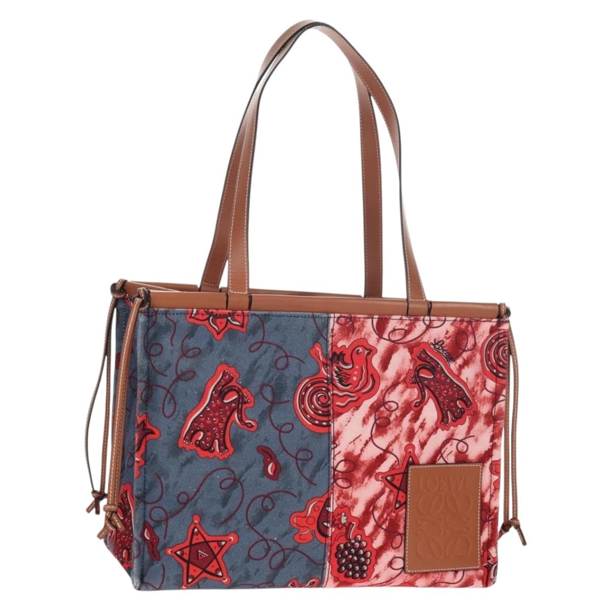 Loewe Paula's Ibiza Cushion Tote Printed Canvas, RED, CANVAS, Tote bag