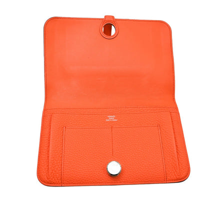 Hermes Dogon Duo Combined Wallet Leather, Orange, Leather, Wallet