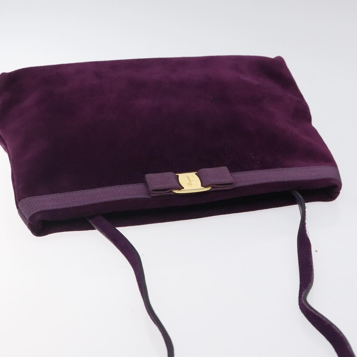 Salvatore Ferragamo Vala Shoulder Bag Suede, PURPLE, SUEDE, Shoulder bag