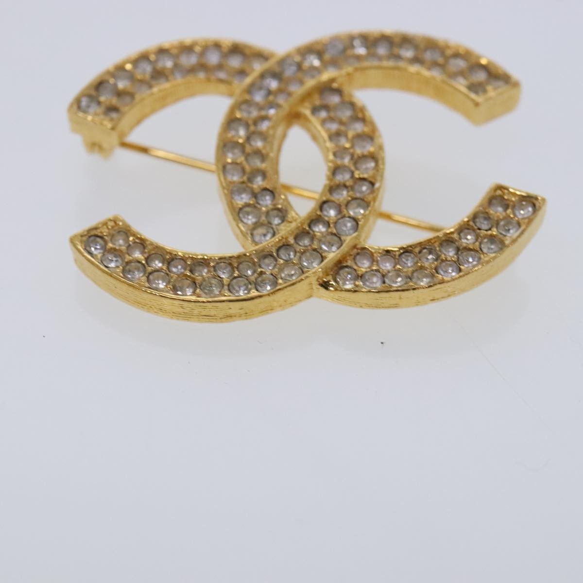 Chanel CC Brooch Metal with Crystals, GOLD, METAL, Brooch