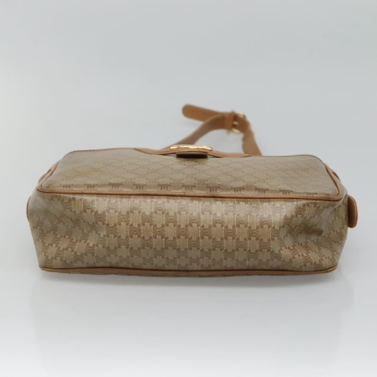 Celine Vintage Macadam Shoulder Bag Canvas and Leather, Beige, Canvas, Shoulder Bag