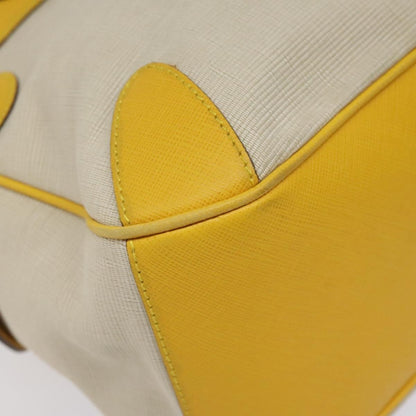 Salvatore Ferragamo Gancini handbag Canvas and Leather, YELLOW, CANVAS, Handbag