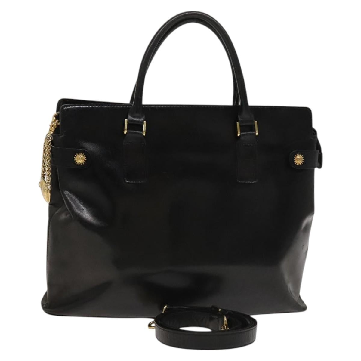 Versace Vintage Handbag Leather, BLACK, LEATHER, Handbag