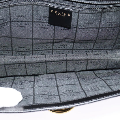 Celine Flap Shoulder Bag Leather, BLACK, LEATHER, Shoulder bag