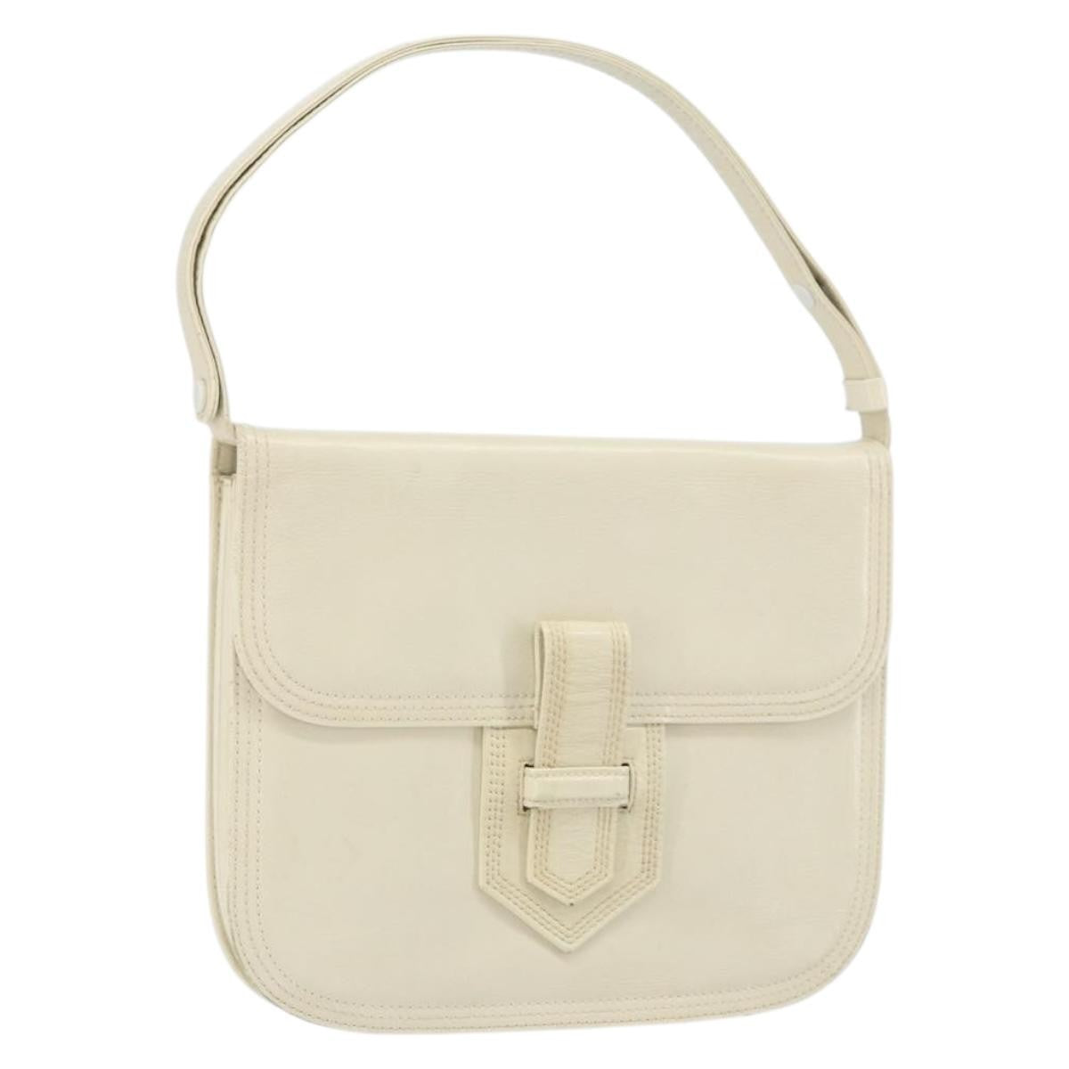 Saint Laurent Vintage Shoulder Bag Leather, WHITE, LEATHER, Shoulder bag