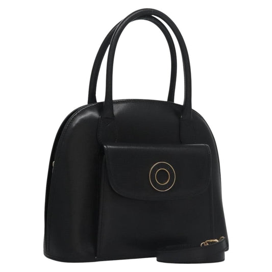 Celine Circle Logo Handbag Leather, BLACK, LEATHER, Handbag