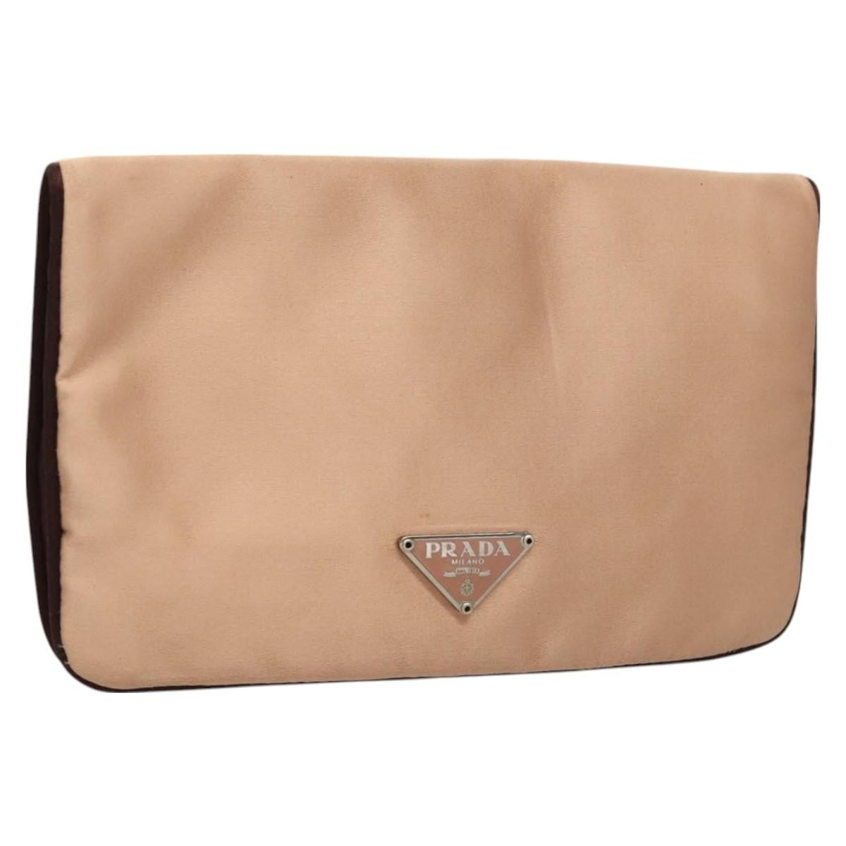 Prada Vintage Pouch Satin, BEIGE, SATIN, Clutche & pouche
