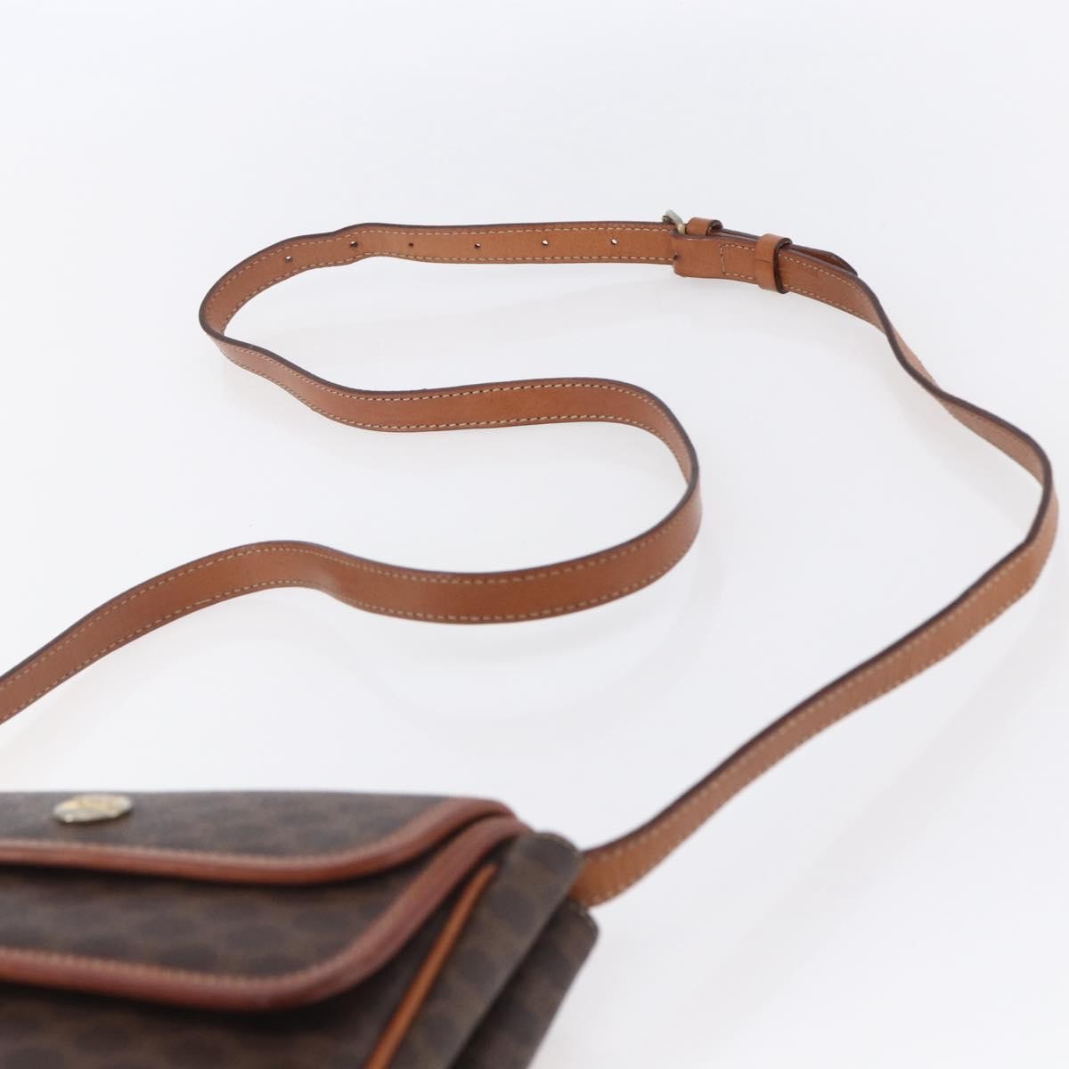 Celine Vintage Macadam Shoulder Bag Canvas and Leather, BROWN, CANVAS, Shoulder bag