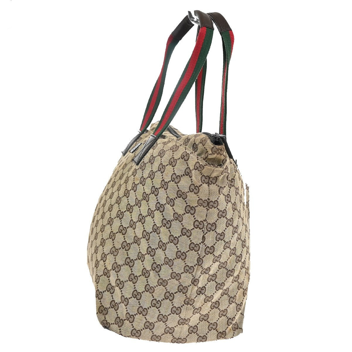 Gucci Web Zip Tote GG Canvas, BROWN, CANVAS, Tote bag