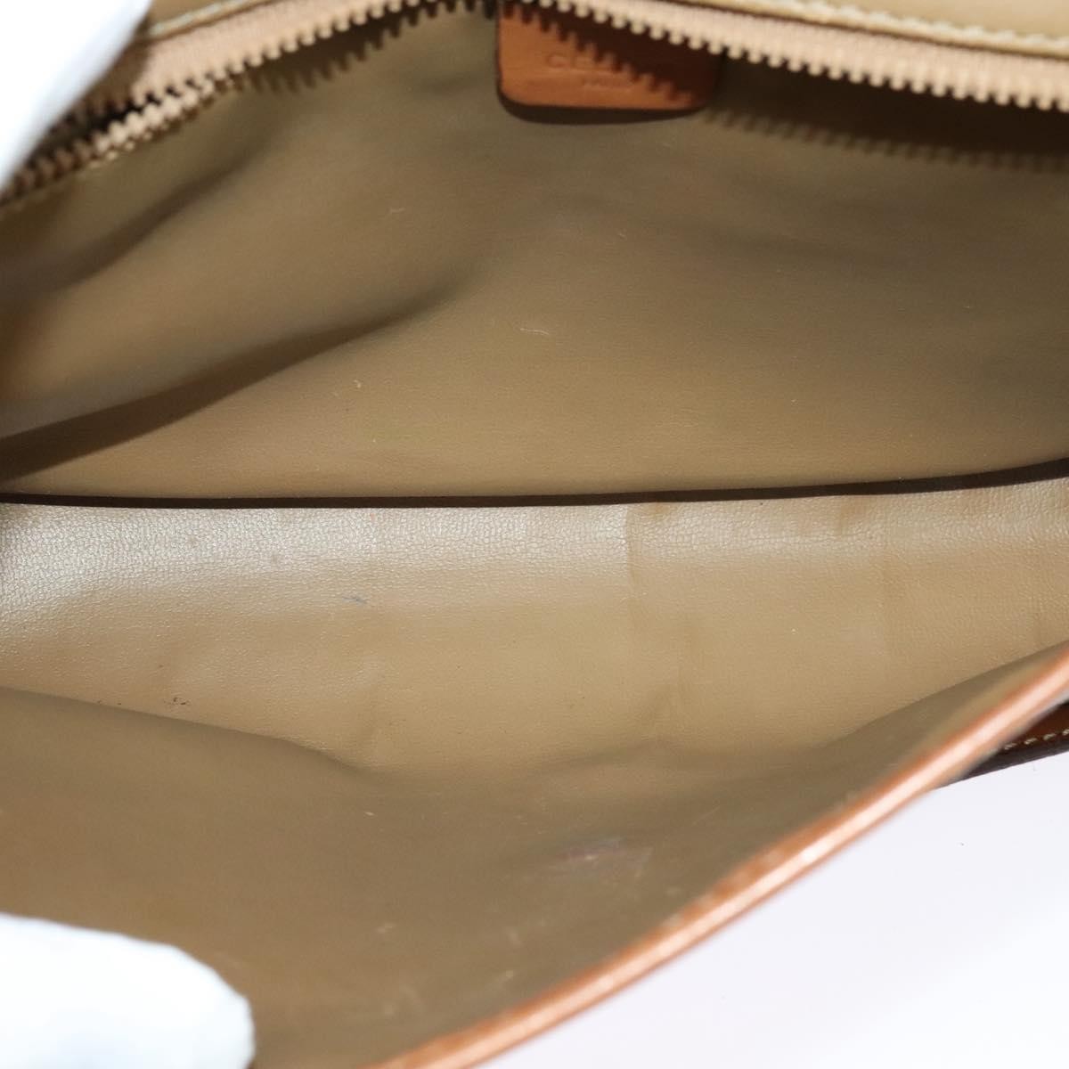 Celine Vintage Macadam Shoulder Bag Canvas and Leather, BEIGE, CANVAS, Shoulder bag